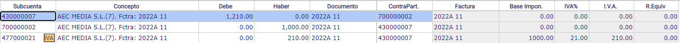 contabilizar factura de ventas