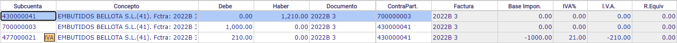 contabilización factura rectificativa